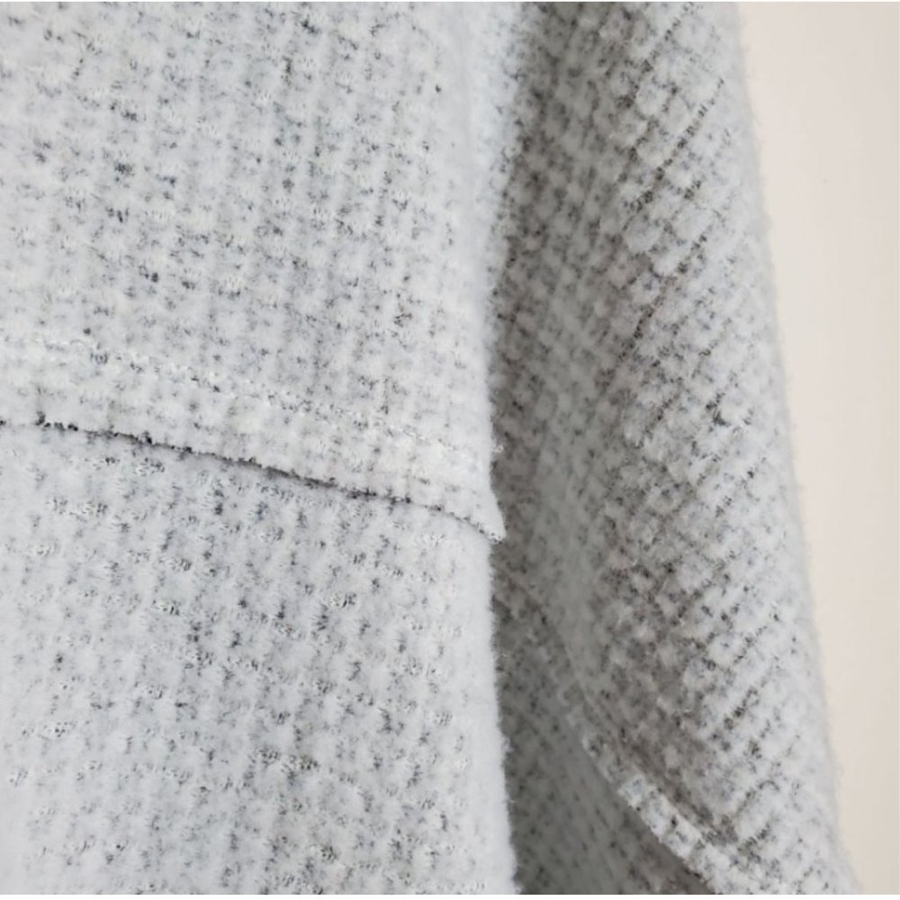 Maeve Lia Hacci Cardigan Sweater S grey open front waffle texture with raw edges - Picture 9 of 10